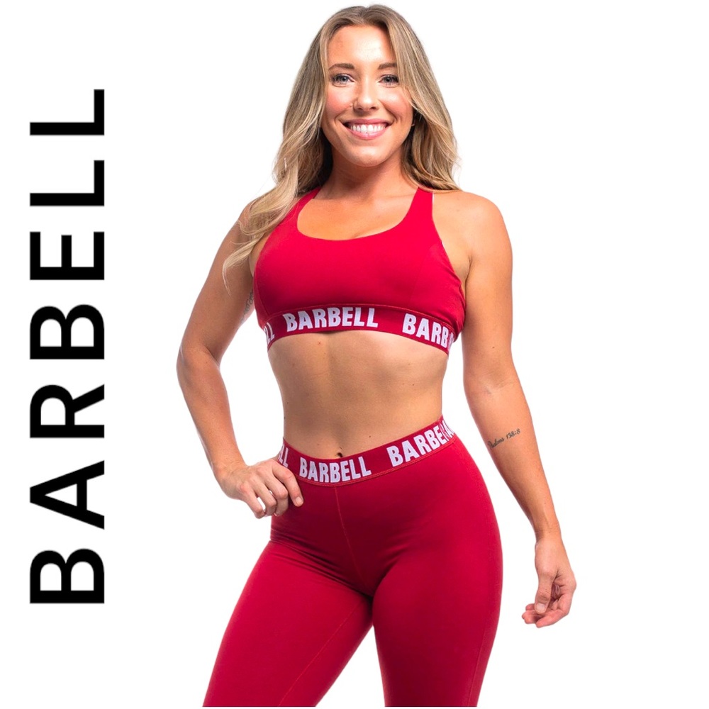 BARBELL CROSS BACK VENTED SPORTS BRA DARK RED - MAROON COLOR SIZE MEDIUM